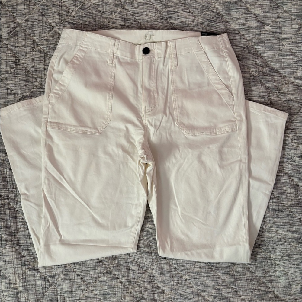 KUT from the Kloth White High-Rise Utility Pants